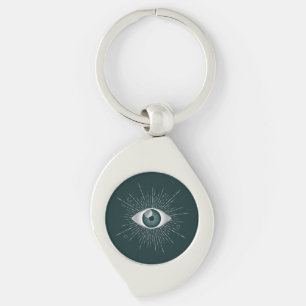 Silver and Teal Green Mystic Evil Eye Nazar Mati Key Ring