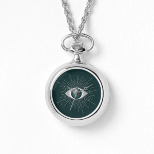 Silver and Teal Green Mystic Evil Eye Nazar Mati Watch