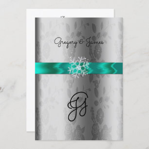Silver and Turquoise, Crystal Snowflake Invitation