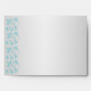 Silver and Turquoise Floral Envelope for 5"x7"