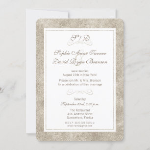 Silver and White Border Wedding Evening Reception Invitation