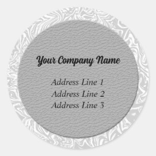 Silver and White Business Address Lables Classic Round Sticker