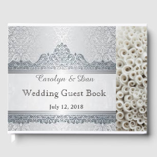 Silver and white customisable wedding guest book