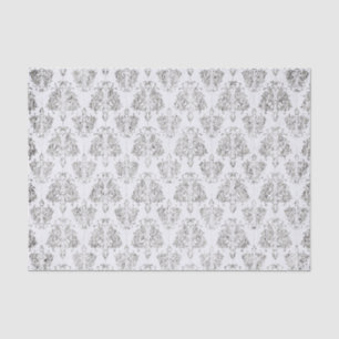 Silver And White Damask Tissue Paper