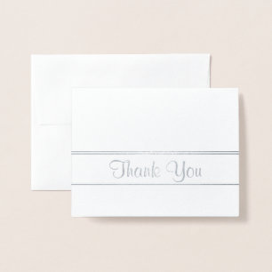 Silver and White Floral Pattern Thank You Foil Card