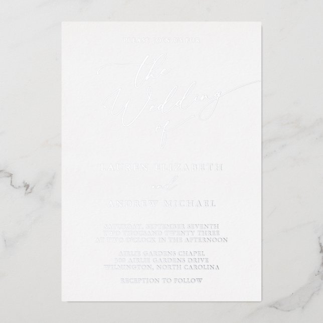 Silver and White Foil Minimalist Wedding (Front)