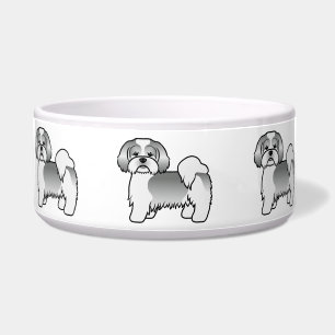 Silver And White Lhasa Apso Cute Cartoon Dog