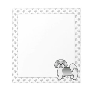 Silver And White Lhasa Apso Cute Cartoon Dog Notepad