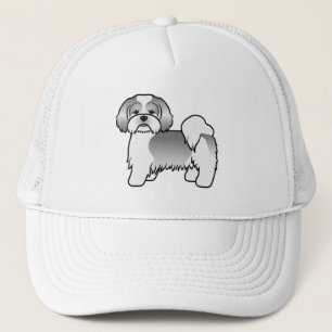 Silver And White Lhasa Apso Cute Cartoon Dog Trucker Hat