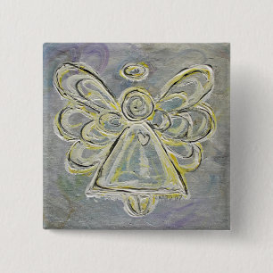 Silver and White Light Angel Buttons or Pins