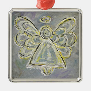 Silver and White Light Angel Ornaments
