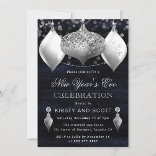 Silver and White New Year’s Eve Party Invitation