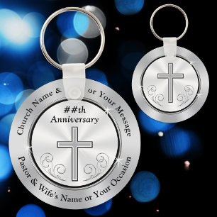 Silver and White Personalised Church Party Favours Key Ring