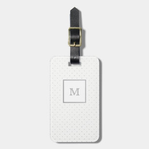 Silver and White Polka Dot Luggage Tag