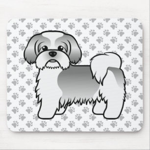Silver And White Shih Tzu Cute Cartoon Dog Mouse Mat