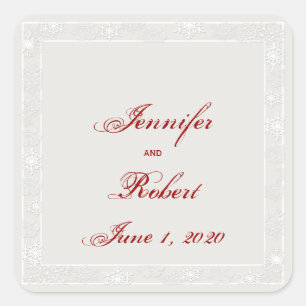 Silver and White Snowflake Wedding Envelope Seal