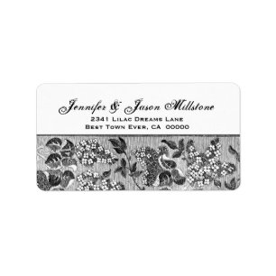 Silver and White Vintage Flowers Wedding Label