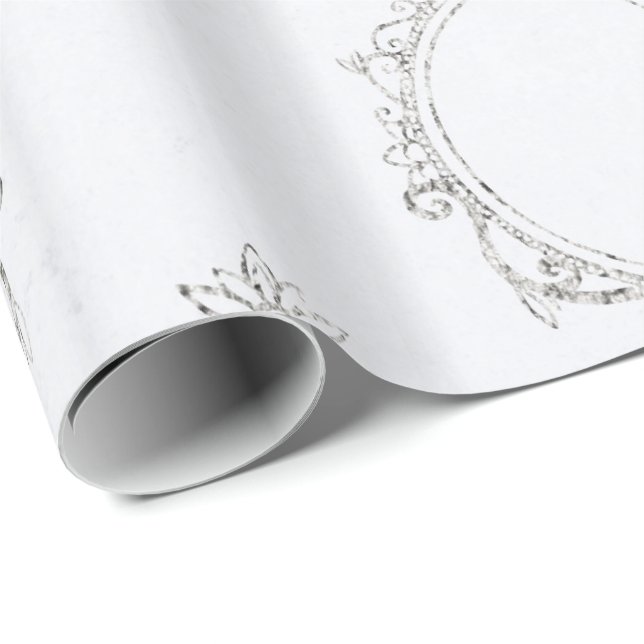 Silver And White Vintage Wrapping Paper (Roll Corner)