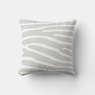 Silver and White Zebra Print Throw Pillow