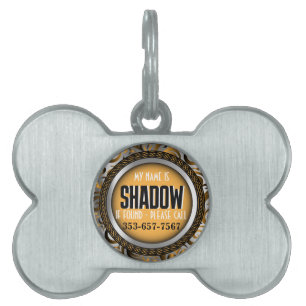 Silver and Yellow Personalise Pet ID Tag