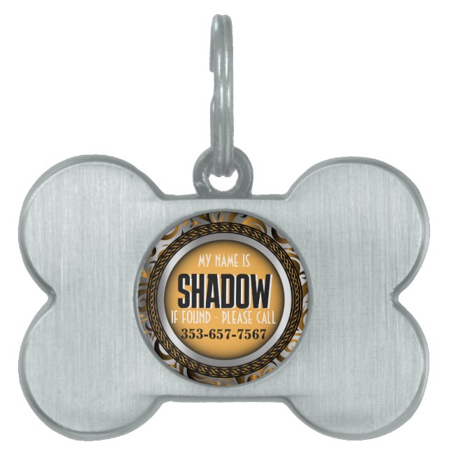 Silver and Yellow | Personalise Pet ID Tag (Front)