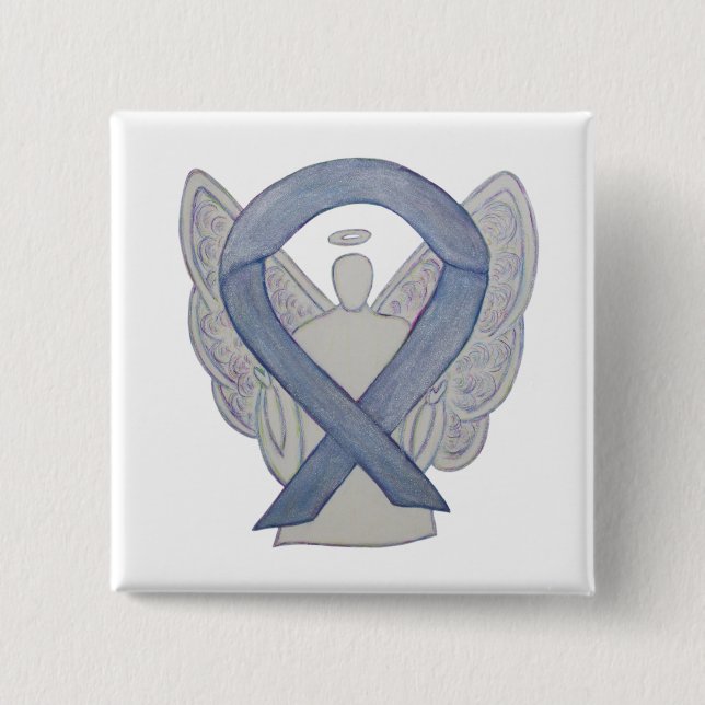 Silver Angel Awareness Ribbon Custom Art Pins (Front)