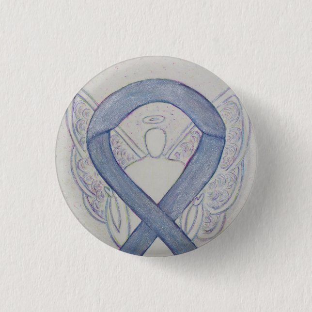 Silver Angel Awareness Ribbon Custom Art Pins (Front)