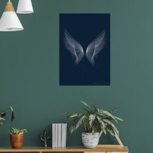 Silver Angel Wings Art Print Celestial Dark Back
