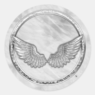 Silver Angel Wings Classic Round Classic Round Sticker