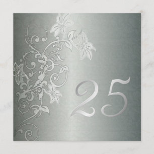 Silver Anniversary  25 Years Damask Flair Invitation