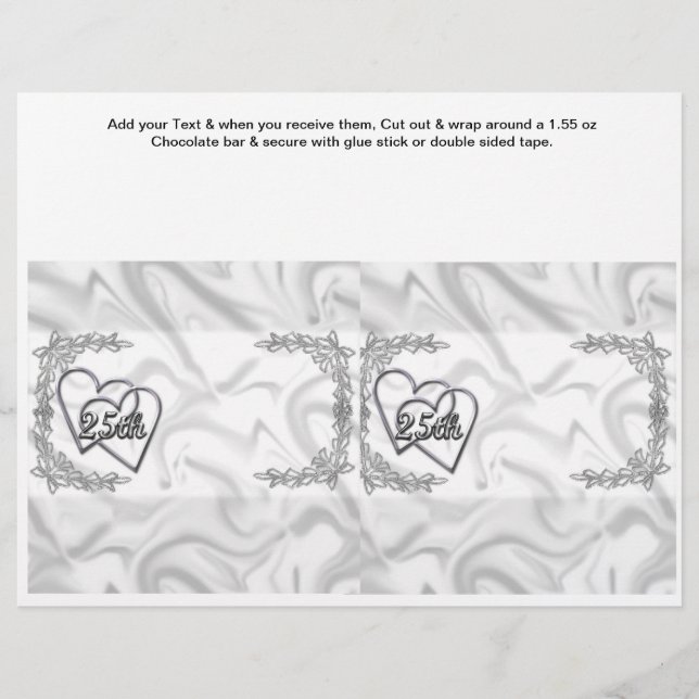 Silver Anniversary 25th Custom Candy Bar Wrappers (Front)