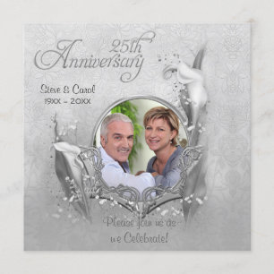 Silver Anniversary Calla Photo Invitation