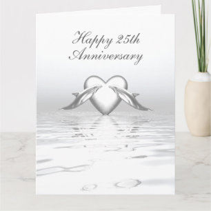 Silver Anniversary Dolphins and Heart Card