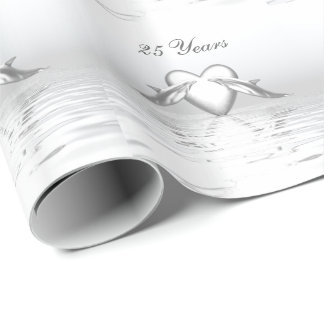 Silver Anniversary Dolphins and Heart Wrapping Paper