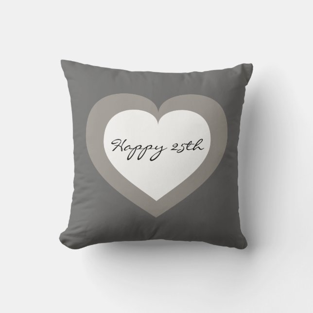 Silver Anniversary Heart Cushion (Front)