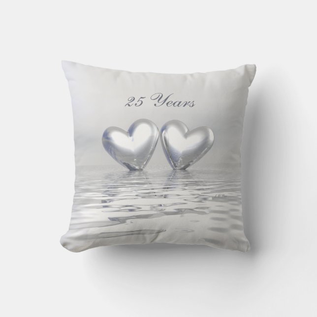 Silver Anniversary Hearts Cushion (Front)