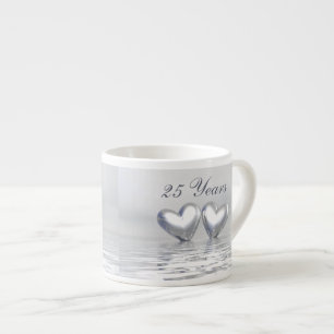 Silver Anniversary Hearts Espresso Cup