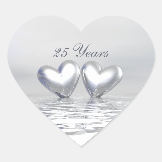 Silver Anniversary Hearts Heart Sticker (Front)