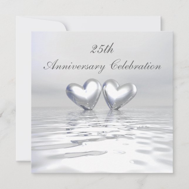Silver Anniversary Hearts Invitation (Front)