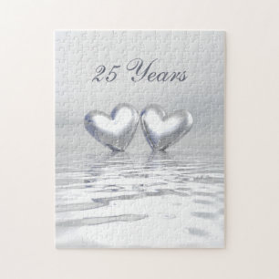 Silver Anniversary Hearts Jigsaw Puzzle