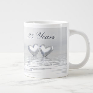 Silver Anniversary Hearts Large Coffee Mug
