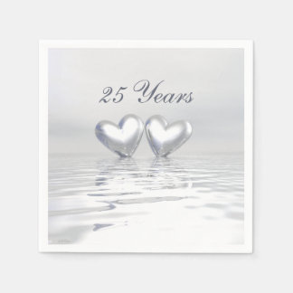 Silver Anniversary Hearts Napkin