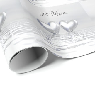 Silver Anniversary Hearts Wrapping Paper