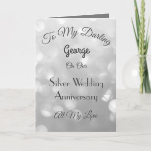 Silver Anniversary Husband Greeting Card. Card