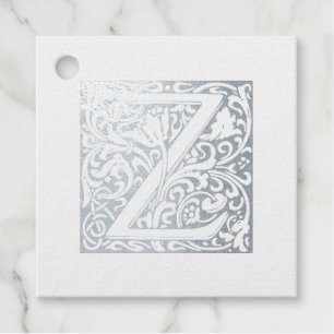 Silver Anniversary Illuminated Letter Z Monogram Favour Tags