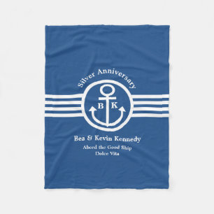Silver Anniversary Nautical Yacht Owner's Gift Fleece Blanket
