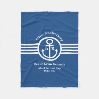 Silver Anniversary Nautical Yacht Owner's Gift Fleece Blanket
