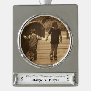 Silver Anniversary Photo Christmas Ornament