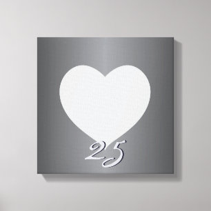 Silver Anniversary Plain Heart Frame 1 Photo Canva Canvas Print