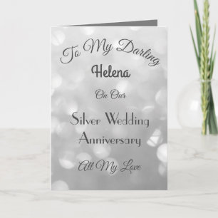 Silver Anniversary Wife Greeting Card. Card